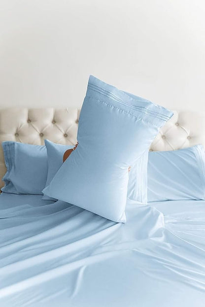 CGK Linens Split King 7 Piece Sheet Set - Cooling Sheets for Hot Sleepers - Hotel Luxury Bedding Set with 8-16 Inch Deep Pockets - 1 Flat & 2 Fitted & 4 Pillowcases - Soft & Wrinkle Free - Split King