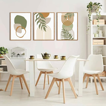 IARTTOP Sage Green Boho Wall Art Framed Abstract Bohemian Canvas Wall Art Mid Century Modern Wall Decor For Living Room Bedroom Office 12x16 Inch Set Of 3