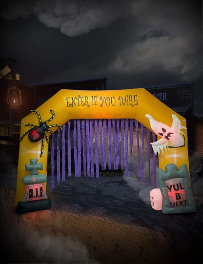 AJY 11 Ft Halloween Inflatable Ghosts Spider Archway Arch with LED Lights Outdoor Indoor Holiday Decorations Blow up Lighted Yard Decor Halloween Inflatable Home Garden Party Favor Decor