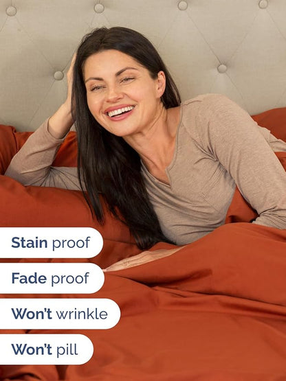 Extra Deep Twin XL Sheet Set - 4 Piece Breathable and Cooling Sheets - Hotel Luxury Bed Sheets Set - Easy Fit - Soft, Wrinkle Free and Comfy Sheets Set - Terracotta Sheet Set with Extra Deep Pockets