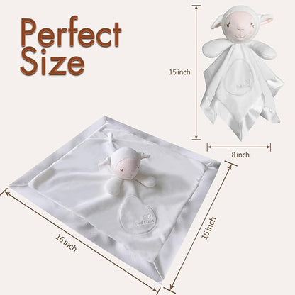 White Goat Baby Security Blanket Loveys for Babies Boys and Girls, 16" Soft Baby Lovey Blanket, Baby Snuggle Stuffed Animals Blankie, Baby Gifts for Infant and Toddler