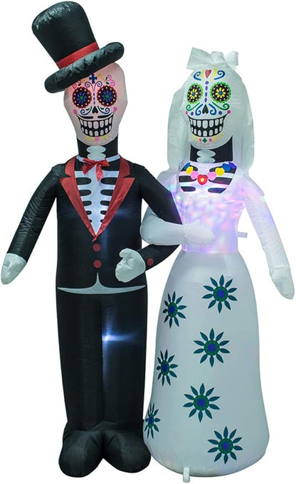 AJY 6 Feet Day of The Dead Couple Halloween Inflatable LED Lights Decor Outdoor Indoor Holiday Decorations,Blow up Lighted Yard Decor, Giant Lawn Inflatable Home Garden Party Favor Decoration