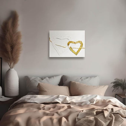 GAIDUOMAI Gold Line Wall Prints White Abstract Art Wall Decor Modern Artwork for Office Minimalist Poster for Bathroom Hallway Wall Decor 12x16 Inch