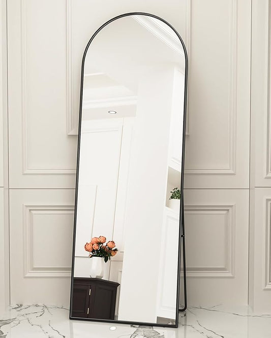 Antok Full Length Mirror, 65"x22" Floor Mirror Freestanding, Full Body Floor Standing Mirror with Stand for Bedroom, Hanging Mounted for Living Room Cloakroom, Black
