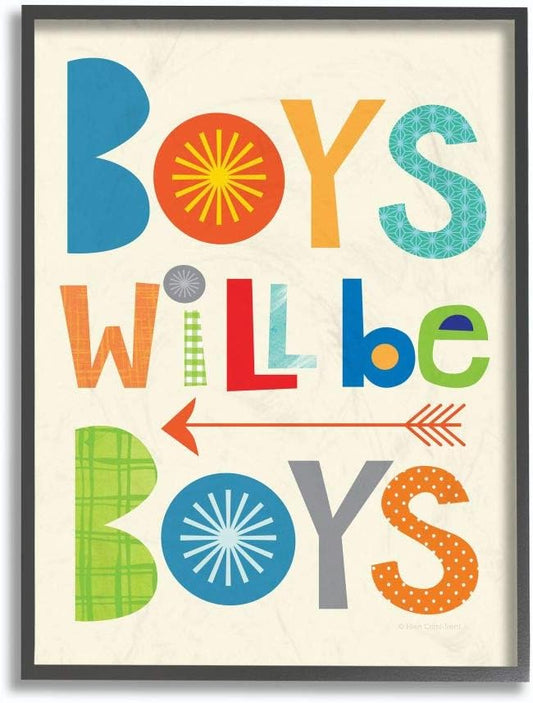 Stupell Industries Will Be Boys Multi-Color with Arrow Black Framed Wall Art, 11x14, Design by Artist Ellen Crimi-Trent