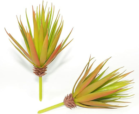 LJY 2 Pieces Realistic Artificial Faux Succulent Yucca Vera Greenhouse Small Plants Unpotted for Home Garden Decoration (Autumn Green)