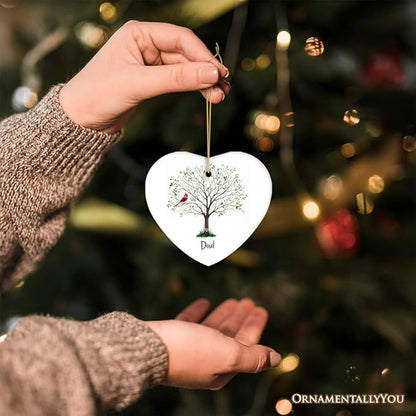 in Loving Memory of Mom and Dad Cardinal on a Tree Ornament, Heavenly Christmas Remembrance Gift, Dad Version