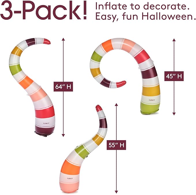 FUNBOY Giant Inflatable Light-Up Yard Snake Scary Halloween Décor, Indoor/Outdoor, (3 Pack)
