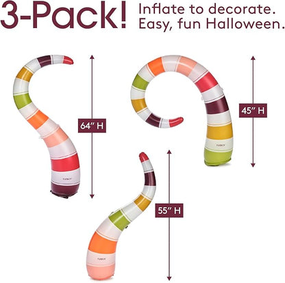 FUNBOY Giant Inflatable Light-Up Yard Snake Scary Halloween Décor, Indoor/Outdoor, (3 Pack)