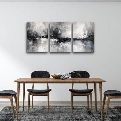 DZRWUBHS Black and White Wall Painting for Living Room - Canvas Art Decor for Bedroom - Inspirational Abstract Pictures - Modern Office Minimalist Home Artwork - Ready to Hang Set of 3