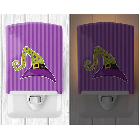 Caroline's Treasures BB9156CNL Halloween Witch's Hat #1 Ceramic Night Light Compact, UL-Certified, Ideal for Bedroom, Bathroom, Nursery, Hallway, Kitchen, 6x4x3, Multicolor