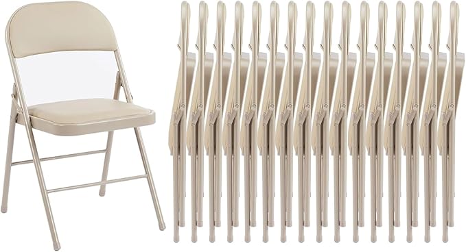 Sweetcrispy Folding Chair 16 Pack, Leather Padded Folding Chairs, Sturdy Metal Foldable Chairs, Easy to Use and Store, Outdoor and Indoor, for Home, Office, Party, Comfy