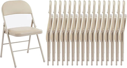 Sweetcrispy Folding Chair 16 Pack, Leather Padded Folding Chairs, Sturdy Metal Foldable Chairs, Easy to Use and Store, Outdoor and Indoor, for Home, Office, Party, Comfy