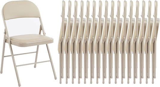 Sweetcrispy Folding Chair 16 Pack, Leather Padded Folding Chairs, Sturdy Metal Foldable Chairs, Easy to Use and Store, Outdoor and Indoor, for Home, Office, Party, Comfy