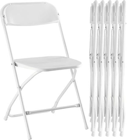 Sweetcrispy Folding Chair 6 Pack, Plastic Foldable Chairs with 330-Pound Capacity, Sturdy Metal Portable Chair, Easy to Use and Store, Outdoor and Indoor, for Home, Office, Party, Comfy, White