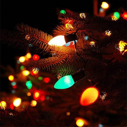 C7 Christmas Lights, 25Ft Ceramic Vintage Christmas Lights with 25 Multicolor C7 Bulbs, Hanging Outdoor Christmas Lights for Christmas Tree Party Backyard Wedding Party Decor- Green Wire