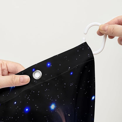 AILONEN Butterfly Shower Curtain,Blue Butterfly Bath Curtain for Girls Kids Women,Glowing Starry Flower Butterfly Decoration Bathroom Waterproof Curtain with 12 Plastic Hooks, 48" W*72" H