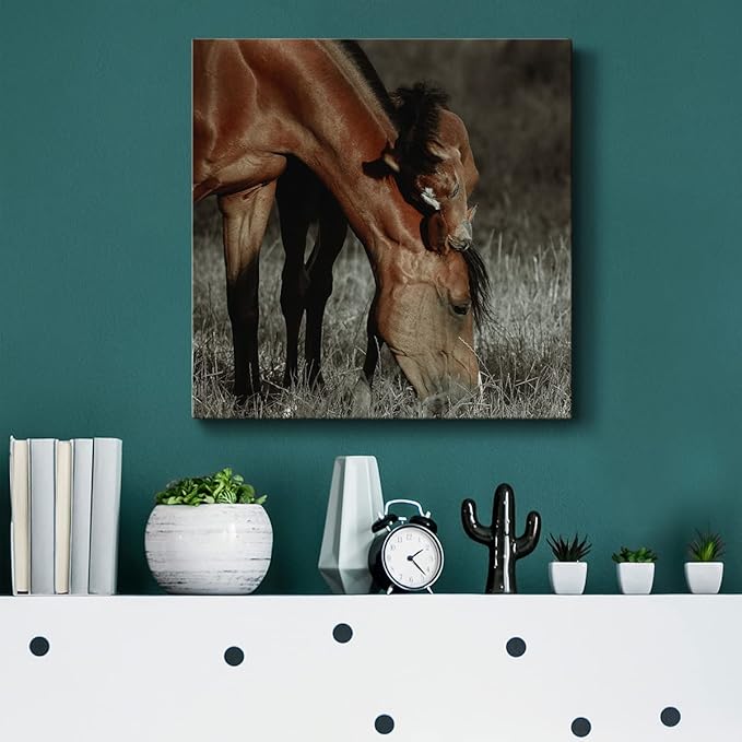 Cute Animals Artwork Abstract Colorful Painting Wall Art on Canvas, Unbroken Bond Wall Art, Ready to Hang, 10'' x 10''