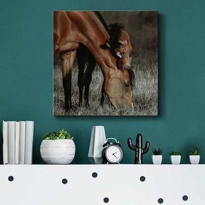 Cute Animals Artwork Abstract Colorful Painting Wall Art on Canvas, Unbroken Bond Wall Art, Ready to Hang, 10'' x 10''