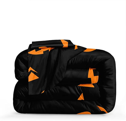 Bedbay Halloween King Comforter Set Black Orange Ghost Bedding Set for Kids Boys 4 Pcs Soft and Breathable Comforter Halloween Room Decor(Orange,King)
