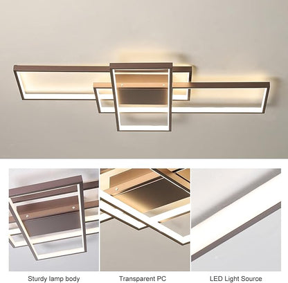 GEADI Modern Ceiling Light Fiture, Dimmable Led Flush Mount Ceiling Lamp with Remote Control,50W Square Close to Ceiling Lights for Bedroom Living Room Dining Room (35.4",Coffee, 3000K-6500K)