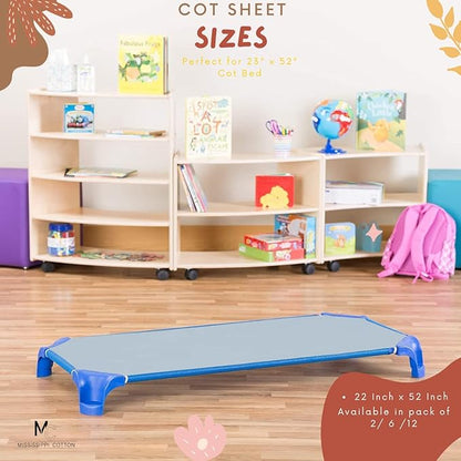 Pack of 6 Cot Sheet for Daycare Preschool Cot Bed -Polyblend Fabric with Corner Elastic Cots Sheets Fits On 22" X 52" Inches Size Toddler and Preschool Daycare Cot Dark Grey 22 X 52 Size