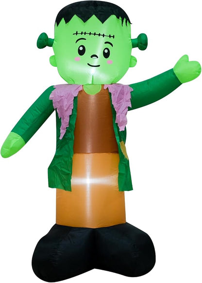 4FT Green Ghost Halloween Inflatable Decor Halloween Parties Holiday Decor Blow Up Decoration with LED Lights Indoor Outdoor Yard Graden Inflatable Decor