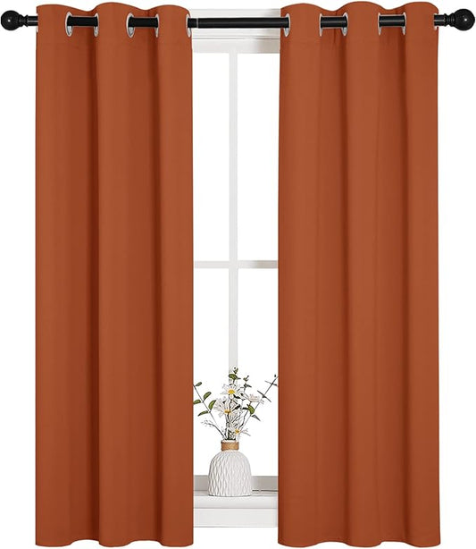 NICETOWN Halloween Burnt Orange Window Curtains Blackout Drapes, 1 Pair, 29 by 40 inches, Thermal Insulated Solid Grommet Blackout Curtains/Draperies for Cafe