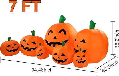 Sizonjoy 7 Ft Halloween Blow up Inflatable Pumpkin Decoration-Lighted Halloween Inflatable Pumpkin for Home Yard Garden Indoor and Outdoor Decoration