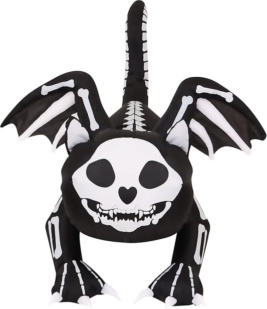 Haunted Hill Farm 5.9-ft. Wide Skeleton Cat Blow Up with Lights, Halloween Inflatable Outdoor Decorations for Patio and Yard, Giant Spooky Inflatable Outdoor Holiday Yard Decorations
