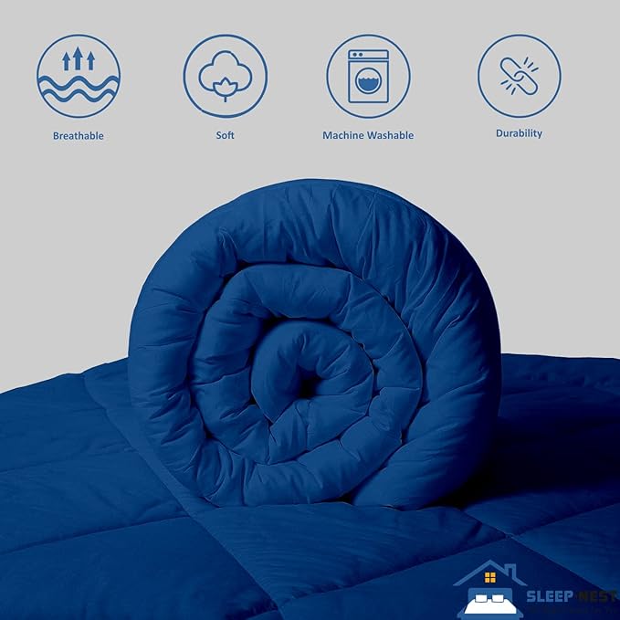 SLEEP-NEST Oversized King Comforter 116 x 98 - All-Season Hotel Luxury Down Alternative - Pintuck Pinch Pleat Design with 8 Corner Tabs - Ultra Soft, Breathable, Extra Large Quilt - Royal Blue