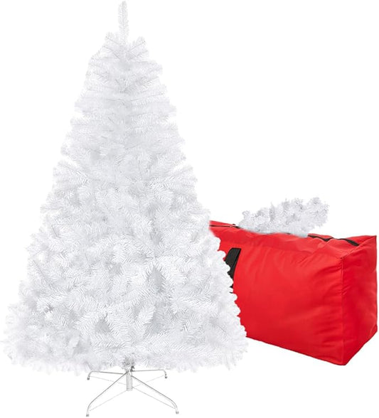 4ft Artificial Christmas Tree, Arbol de Navidad with 450 Branch Tips, Premium North Valley Spruce with Foldable Base Stand, Xmas Tree for Home, Office,Party Decoration-White