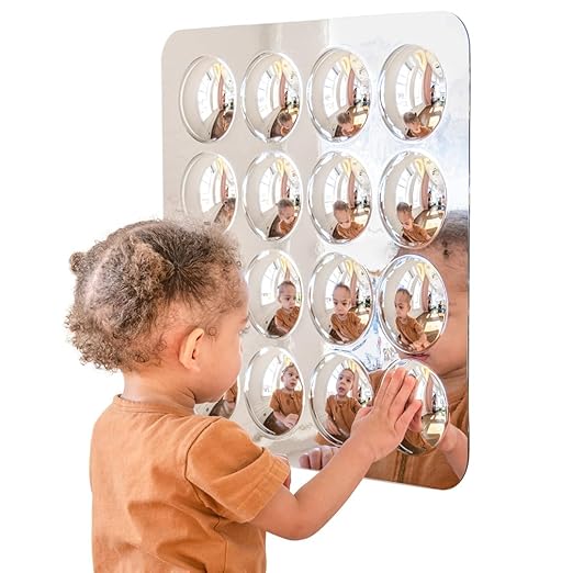 SPARK & WOW Sensory Wall Toddler Mirror | Large | 16 Bubbles | for Ages 6m+ | Easy-to-Clean Acrylic | Stimulate Cognitive Development