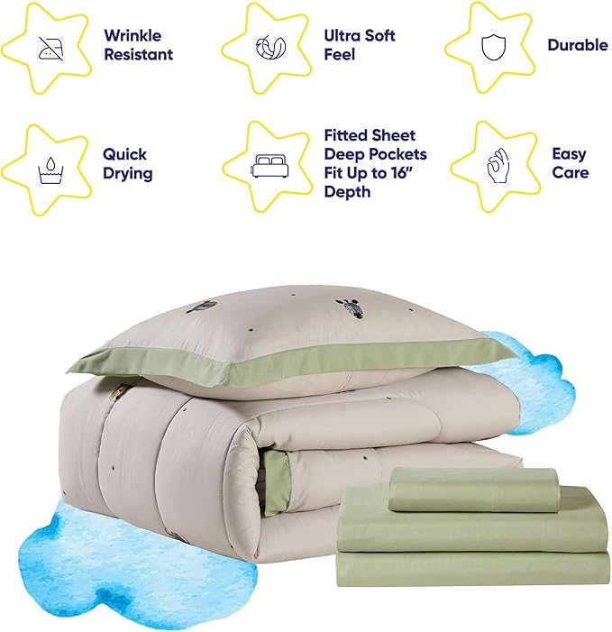 Kids Jungle Safari Comforter Set Twin Size – Bed in a Bag with Savanna Animals, Sheets, Pillowcases & Shams – Soft Bedding with Lions, Giraffes, Elephants, and More – Boys or Girls Bedroom Decor