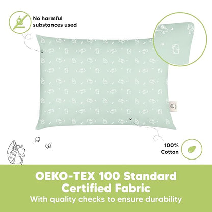 2-Pack Toddler Pillow - Soft Organic Cotton Toddler Pillows for Sleeping - 13X18 Small Pillow for Kids - Kids Pillows for Sleeping - Kids Pillow for Travel, School, Nap, Age 2 to 5 (Bunnies)