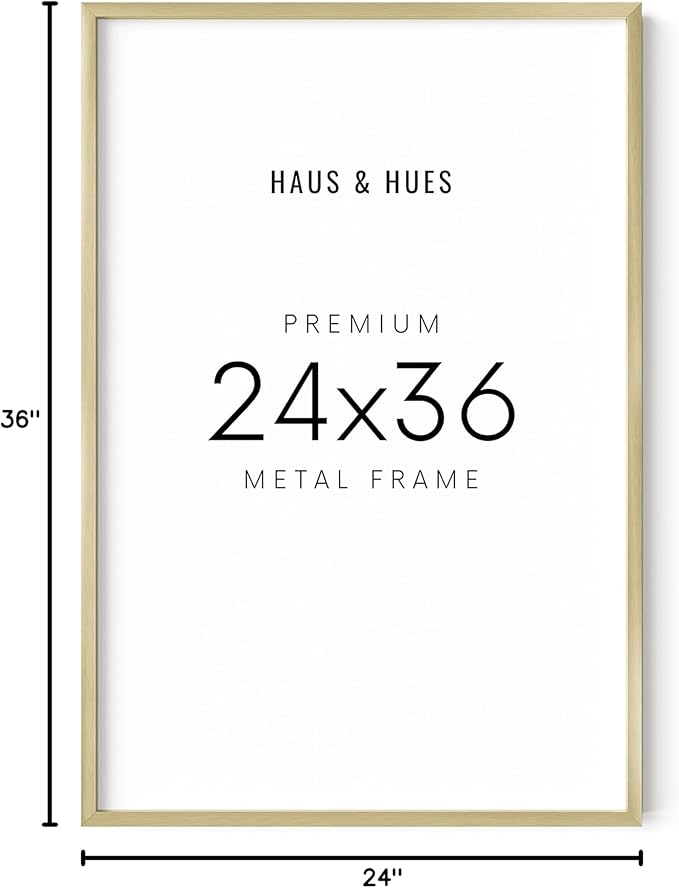 HAUS AND HUES 24x36 Poster Frame Gold - Set of 1 24x36 Inch Poster Frame, 24x36 Large Gold Frame, Gold Picture Frames, Movie Poster Frame 24x36, Gold Poster Frame, 24x36 Frame (Gold Aluminum Frame)