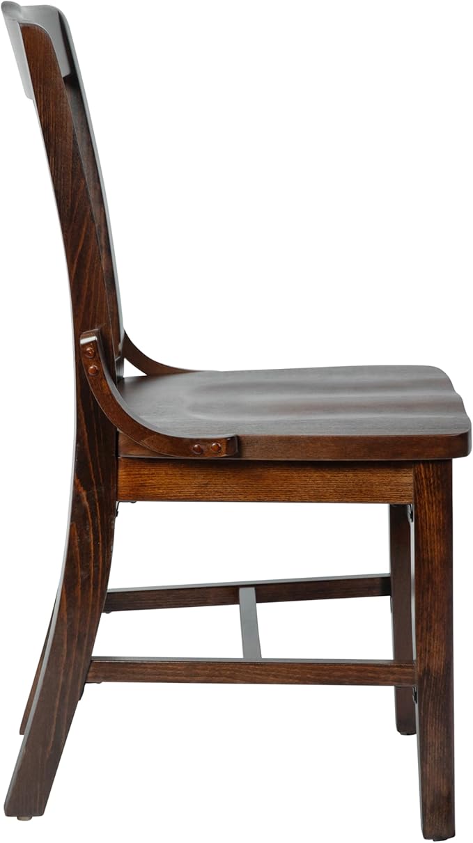 Flash Furniture Hercules Series School House Back Mahogany Wood Dining Chair, Traditional Elegant Wood Restaurant Chair, Walnut Wood