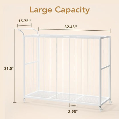 BBLIKE Stuffed Animal Storage Tower Rolling Cart - Zoo Cage Organizer for Kids' Plush Toys - Extra Large Storage Holder for Stuffy, Plushies & More in Playroom or Bedroom, 214L, White