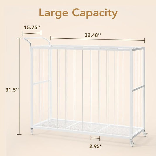 BBLIKE Stuffed Animal Storage Tower Rolling Cart - Zoo Cage Organizer for Kids' Plush Toys - Extra Large Storage Holder for Stuffy, Plushies & More in Playroom or Bedroom, 214L, White
