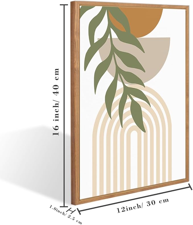 IARTTOP Sage Green Boho Wall Art Framed Abstract Bohemian Canvas Wall Art Mid Century Modern Wall Decor For Living Room Bedroom Office 12x16 Inch Set Of 3