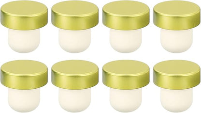 uxcell 8Pcs T-shaped Stoppers, 0.79inch Dia Cork Wine Stopper Reusable Wine Bottle Corks Sealing Plug for Wine Beer Beverage Bottle Crafts, Gold