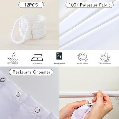 AILONEN Unicorn Shower Curtain, Cartoon Unicorn with Ballerina Girl Shower Curtain Set for Girls Teens Kids,Watercolor Pink Flowers Fabric Shower Curtain for Bathroom,72" W*96" H