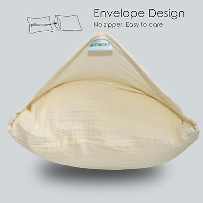 Organic Cotton Muslin Mini Pillowcases with Envelope Design,2 Pack Ultra Breathable Kids Toddler Pillowcases for Boys and Girls- 13 x 18 inches (Beige)