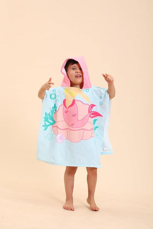 Mermaid Hooded Towels for Kids, Poncho Beach Towels for Kids, Kids Beach Towels for Boys/Girls, Swimming Towels/Towel Robes/Wearable Towels/Pool Towels for Kids 2-10, Hooded Beach Towels for Toddler