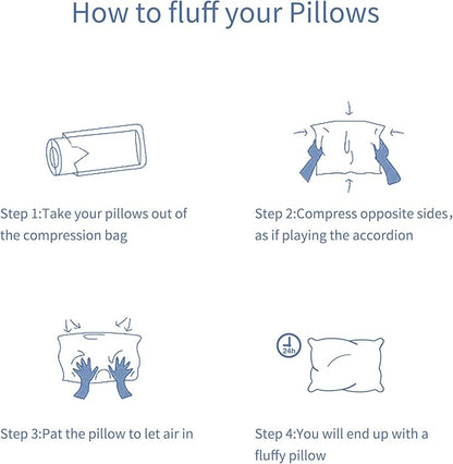 MEILA 2 Pack Cotton Tiny Pillows, 11"x7" Mini Pillows for Kids, Pets, Sleeping and Traveling, Small Washable Decorative Pillows for Neck, Wrist, and Knee, Sky Blue & Denim Blue
