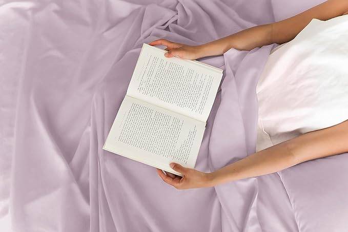 CGK Linens Twin XL 4 Piece Sheet Set - Cooling Sheets for Hot Sleepers - Hotel Luxury Bedding Set w/ 8-16 Inch Deep Pockets - 1 Flat & 1 Fitted & 2 Pillowcases - Soft & Wrinkle Free - Light Lavender