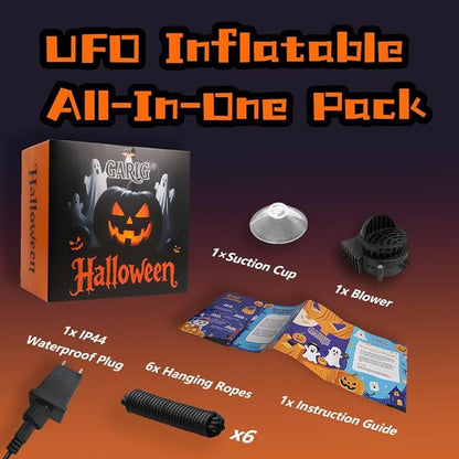 GARIG 5FT Halloween Inflatables Outdoor Decorations Aliens and Spaceships Build-in LEDs Lights Blow Up Yard Decorations for Garden Lawn Window Indoor Party Holiday Decor