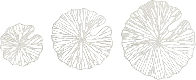 Creative Co-Op Handmade White Coral Shaped Paper & Metal Wall Décor (Set of 3 Sizes)