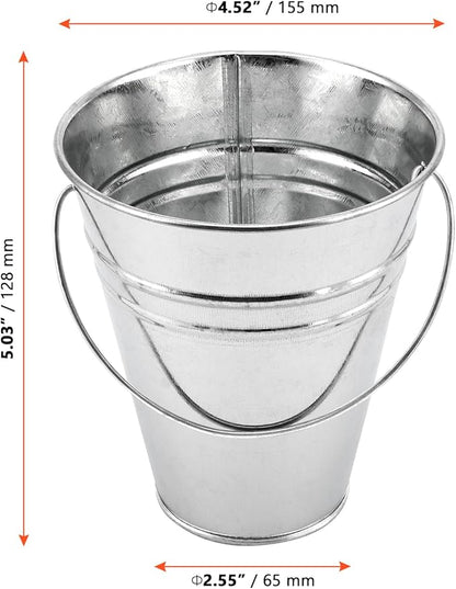 SINJEUN 40 Pack 4.5 x 5 Inch Galvanized Metal Buckets, Silver Metallic Pails with Handle, Mini Tinplate Tin Pails for Craft, Ice, Candy Snack, Flower Decoration