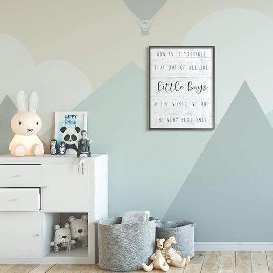 Stupell Industries Best Little Boy Family Kids Home Inspirational Word, Design by Artist Daphne Polselli Wall Art, 24 x 30, Black Framed